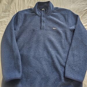 Eddie Bauer Navy Fleece Pullover Snap Neck Sweater Men’s Large